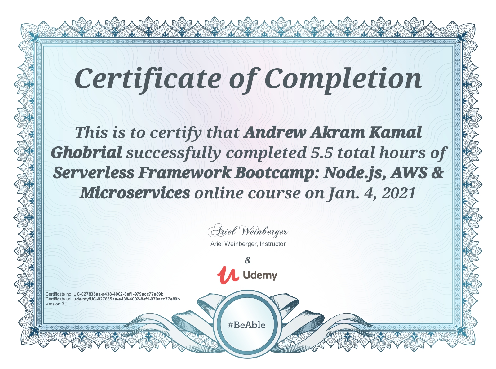 Serverless Framework Bootcamp: AWS credential