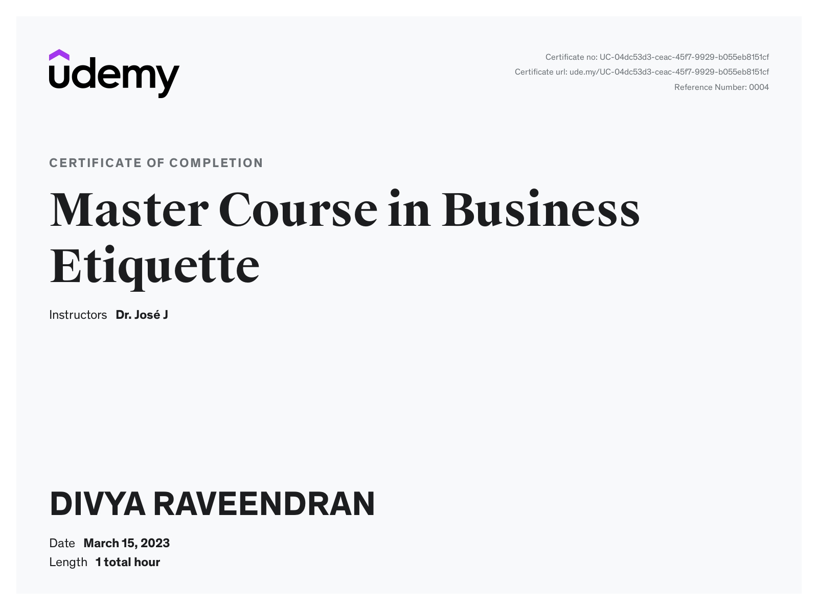 Master Course in Business Etiquette