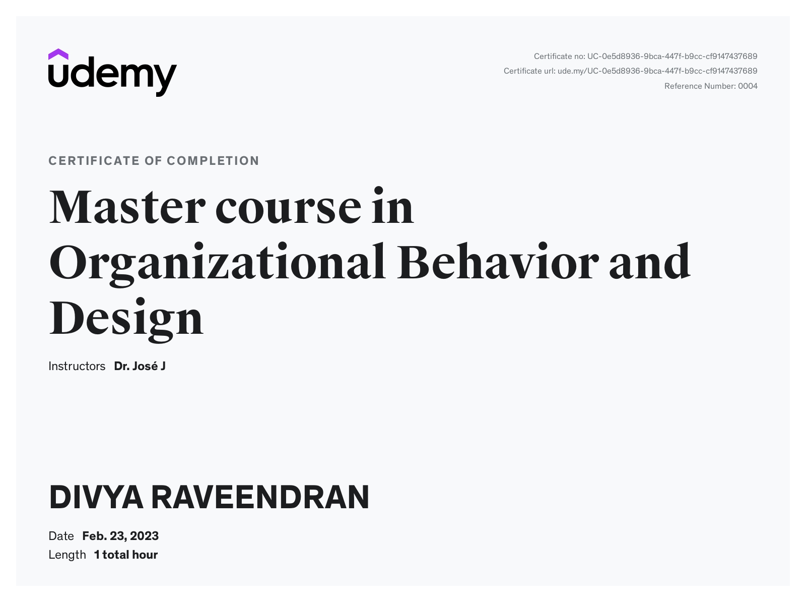 Master course in Organizational Behavior and Design