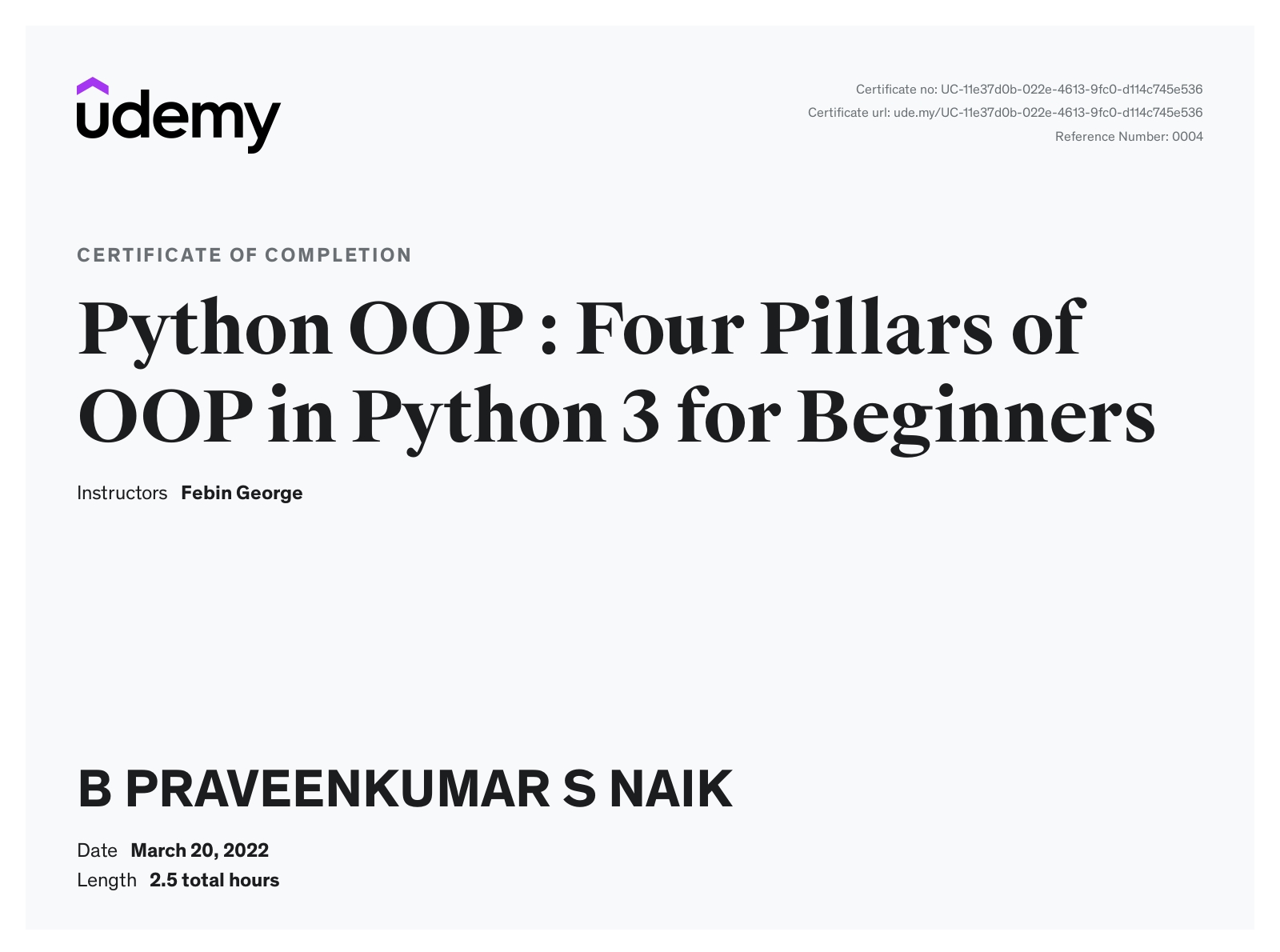 B Praveen Kumar S Naik - Software Engineer |Python Developer | Back-end ...