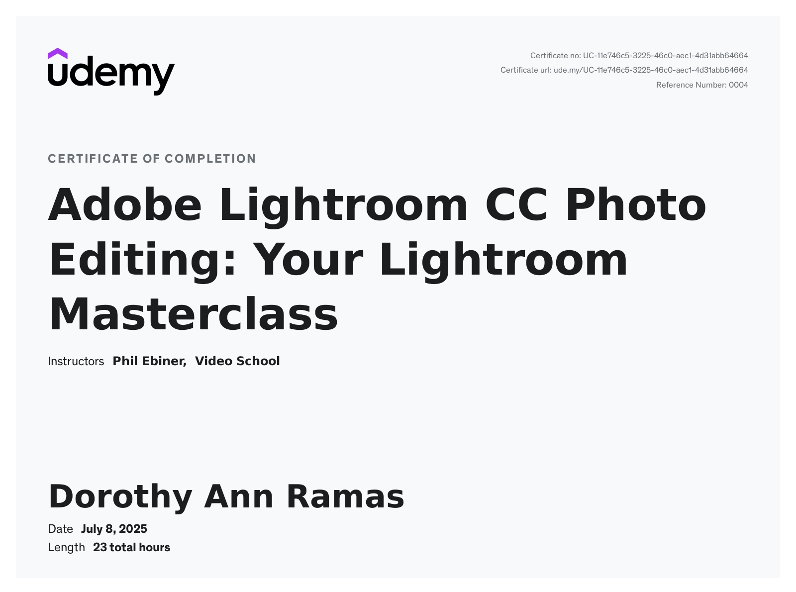 Udemy Certificate