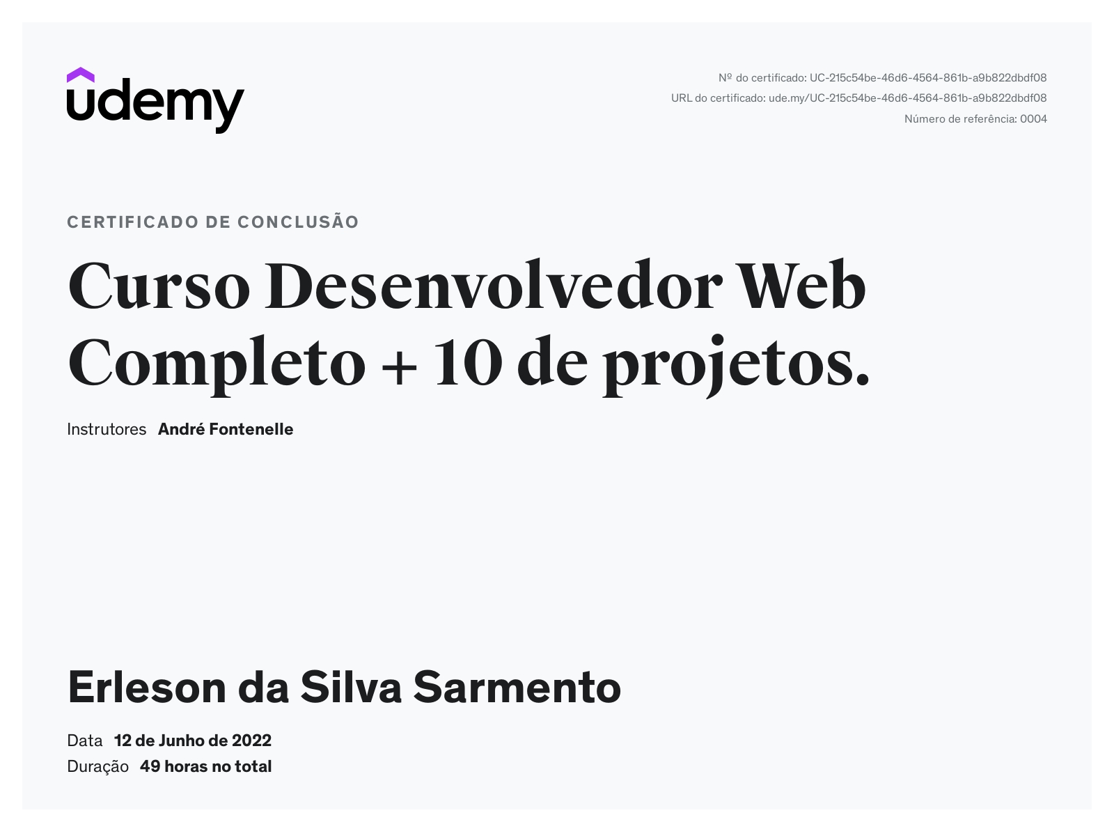 Curso Desenvolvedor Web Completo + 10 de projetos.