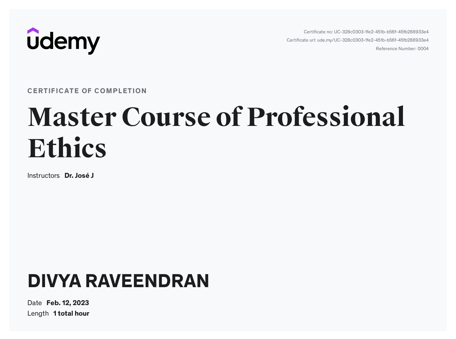 Master Course of Professional Ethics