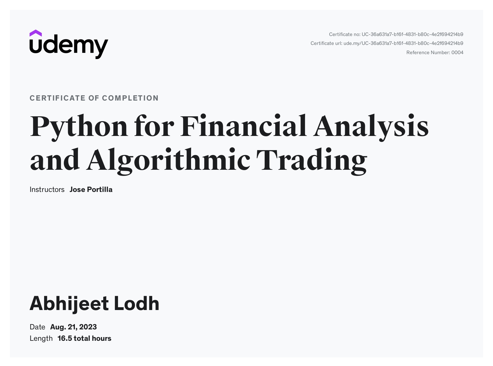 Financial Algo Trading