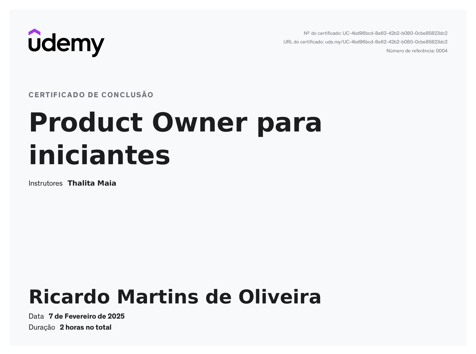 Certificado Product Owner
