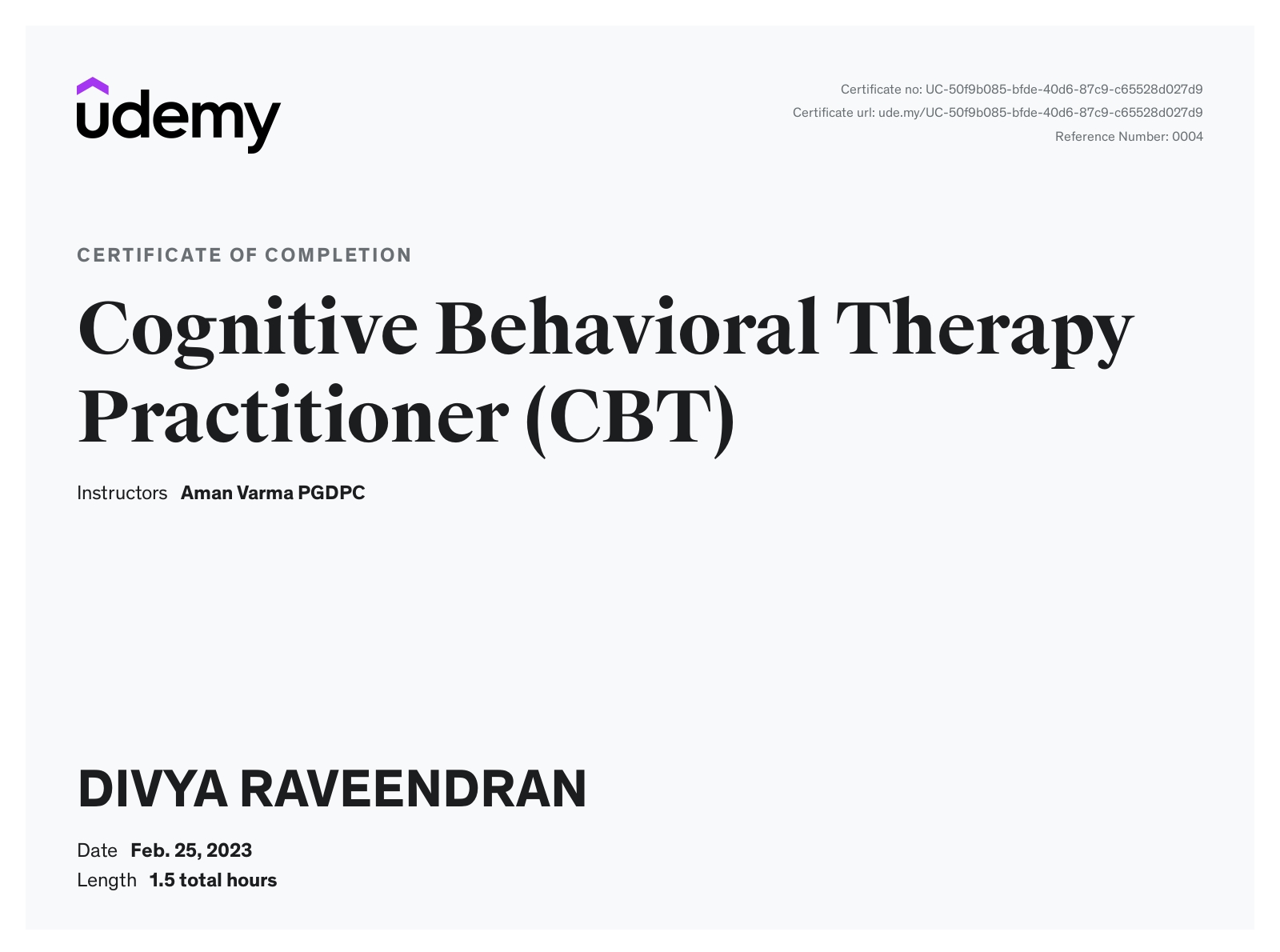 Cognitive Behavioral Therapy Practitioner (CBT)