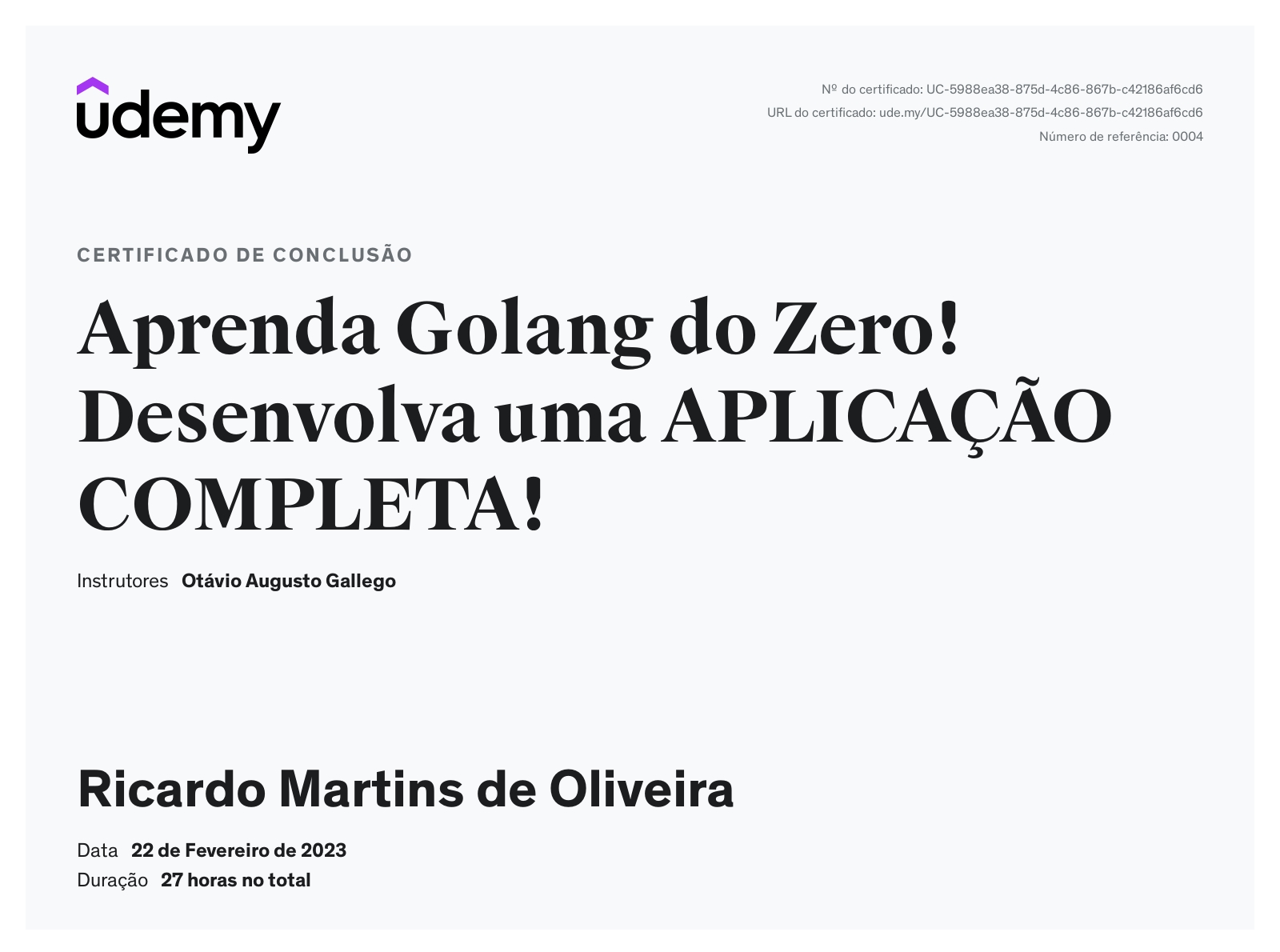 Certificado Golang