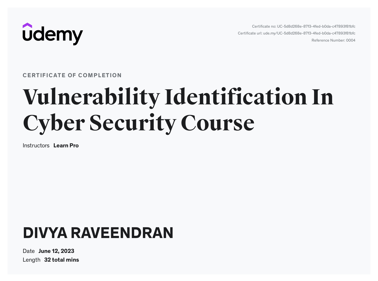 Vulnerability Identification In Cyber Security Course