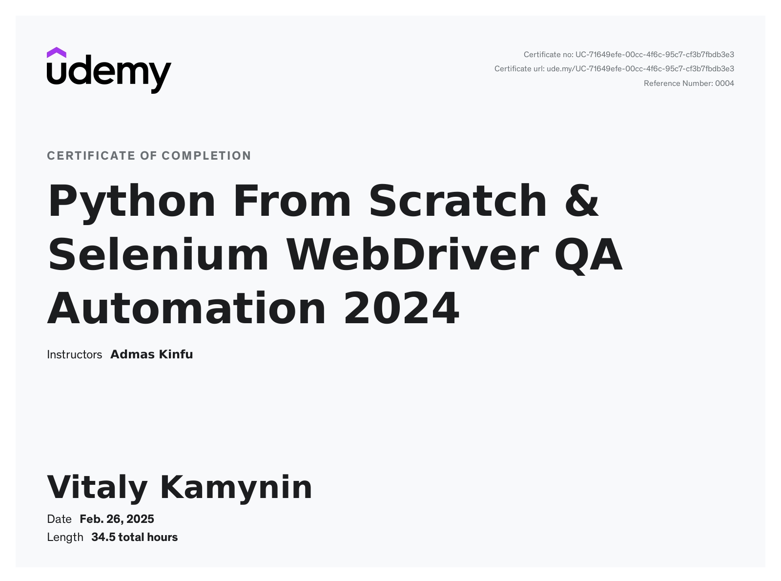 Vitaly Kamynin Software QA Engineer SDET Web Mobile Automation Vitaly kamynin software qa engineer sdet web mobile automation