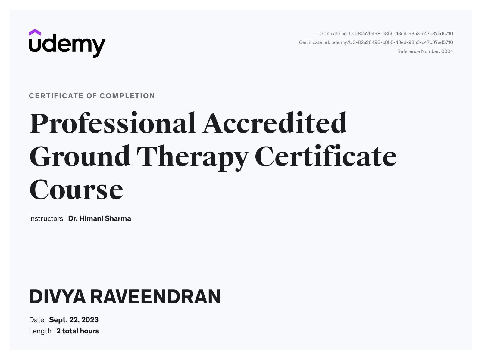 Professional Accredited Ground Therapy Certificate Course
