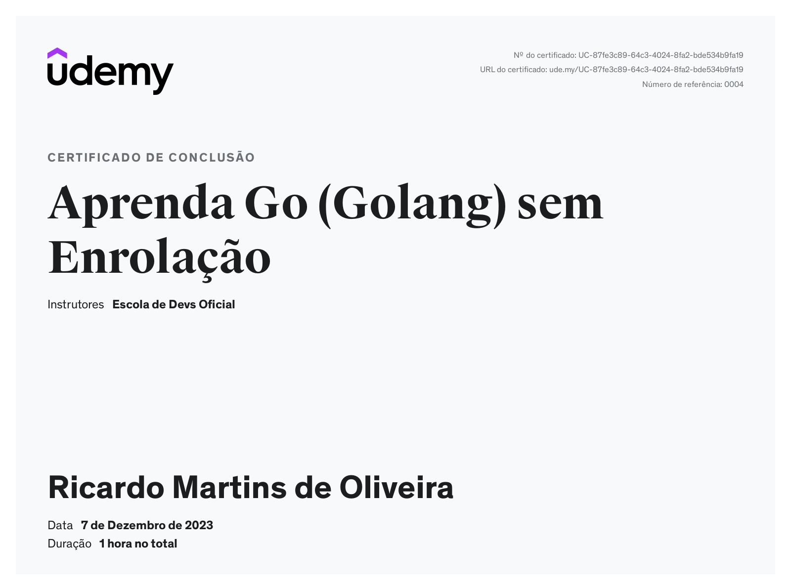 Certificado Aprenda Go