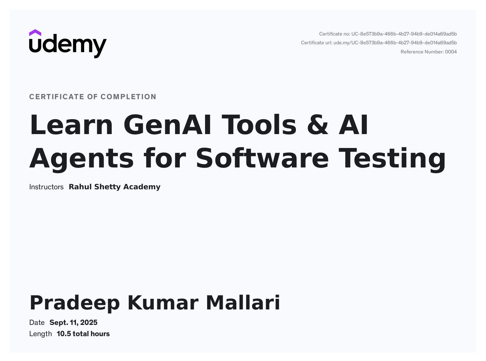 Pradeep Kumar Mallari - SDET - AI Powered | Sr Engineer, Software Dev ...