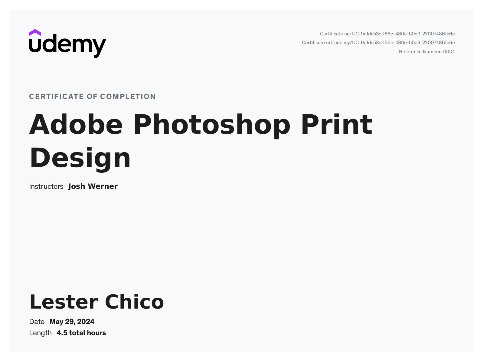 Adobe Photoshop Print Design Certificate Preview