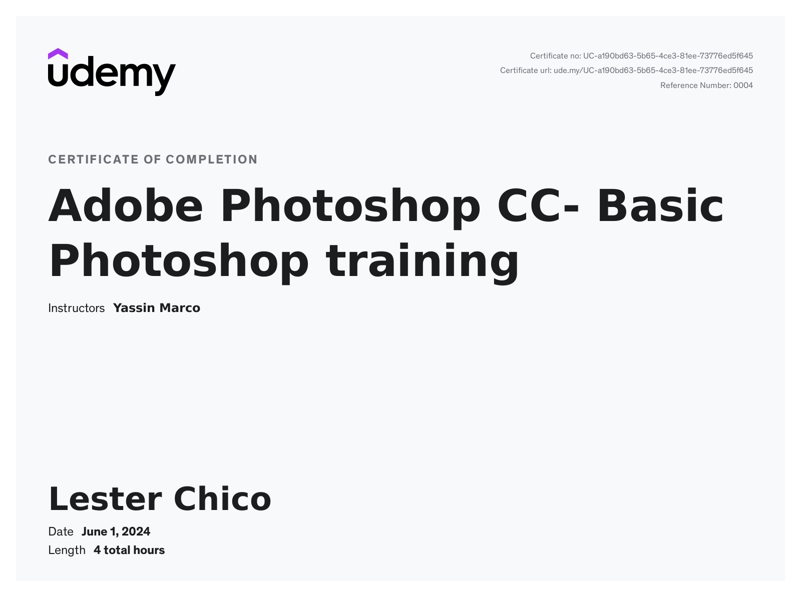 Adobe Photoshop CC - Basic Photoshop Training Certificate Preview