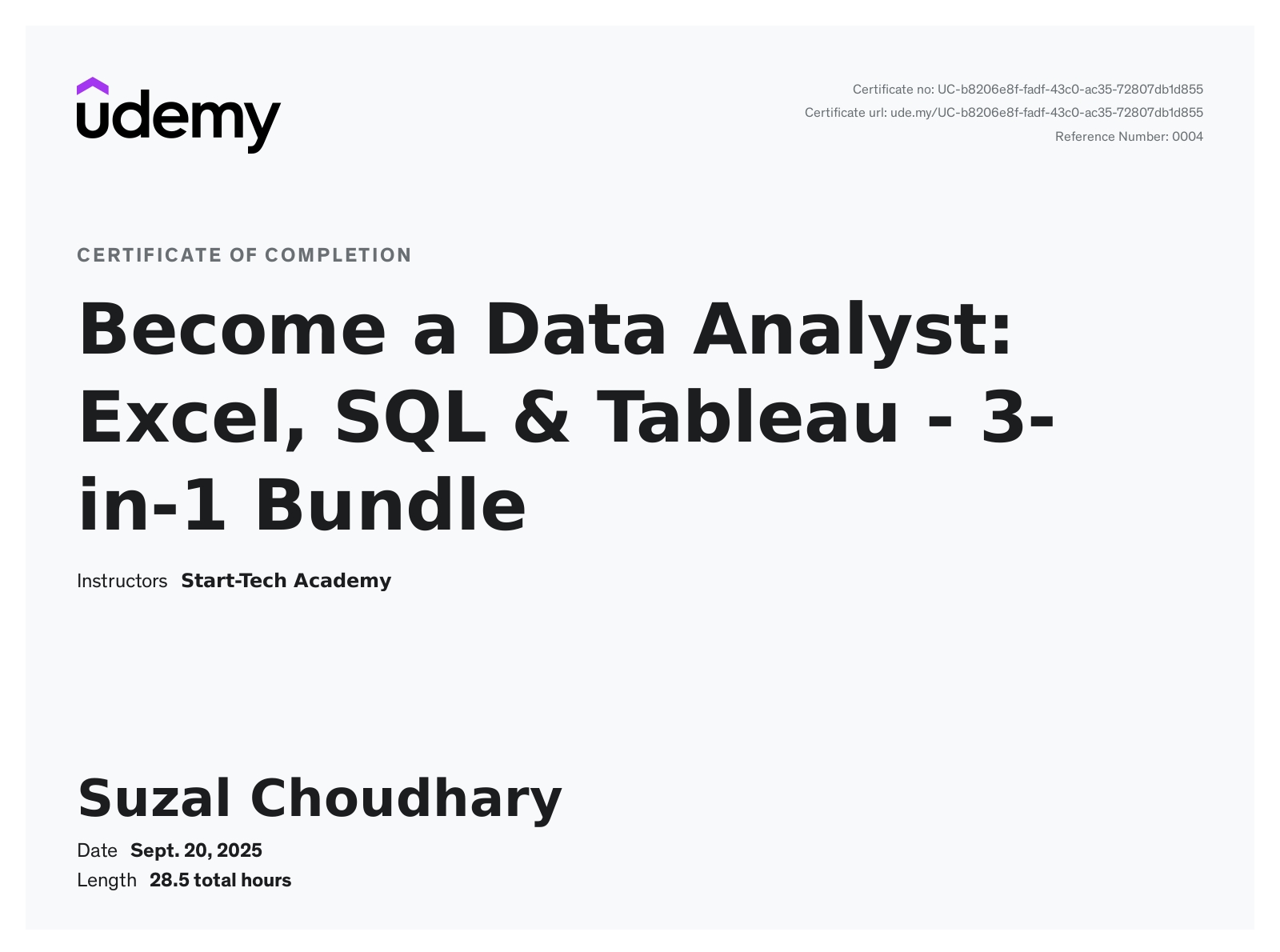 Suzal Choudhary - Data Analyst | SQL, Tableau, Power BI, Python | KPI ...