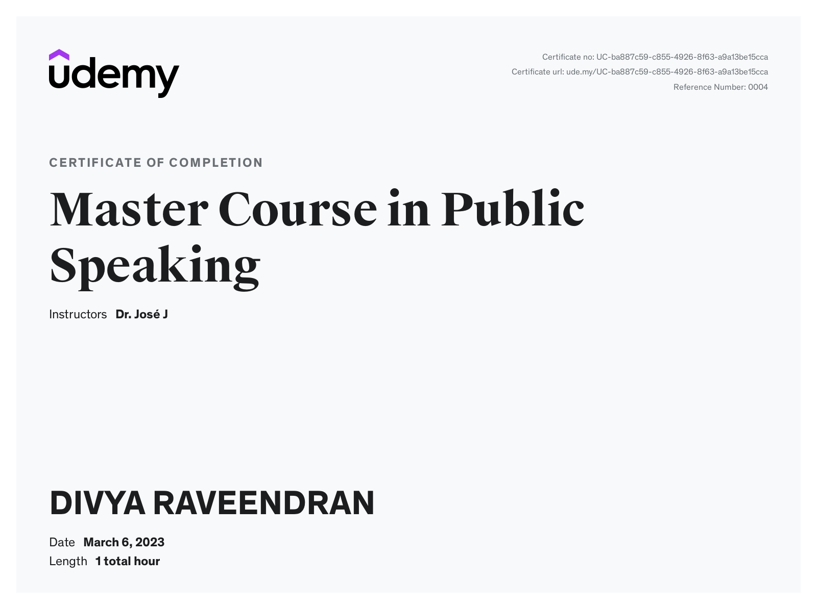 Master Course in Public Speaking