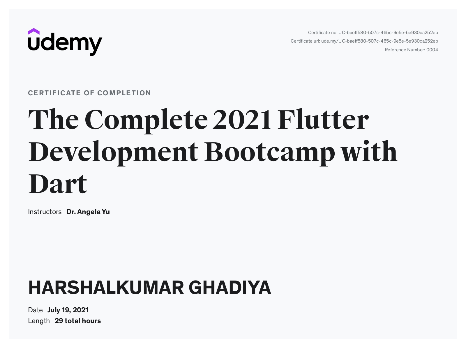Flutter Development Bootcamp with Dart