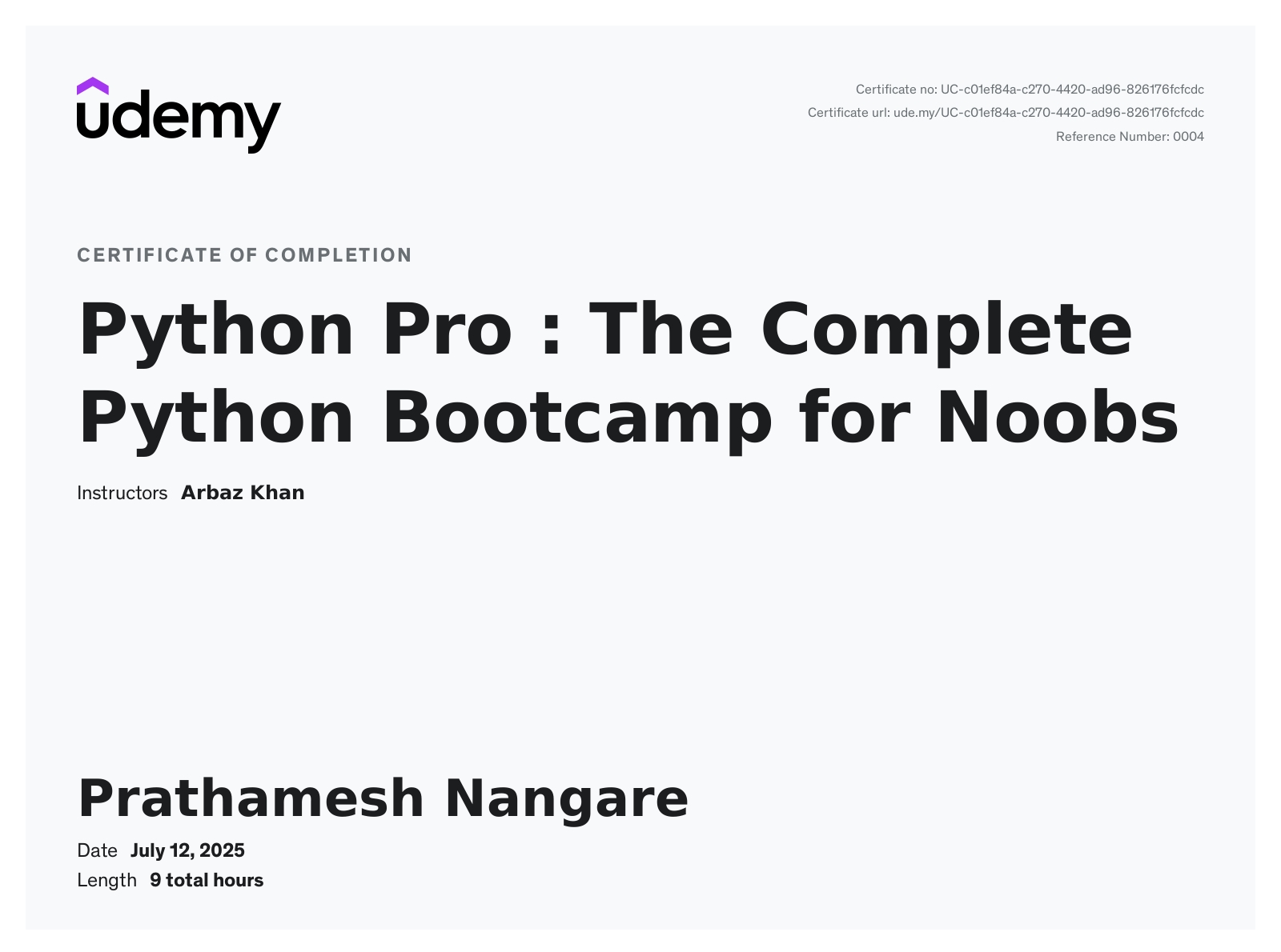 #python #programming #certification #skilldevelopment... Prathamesh Nangare - Software Developer | Web Developer | Blockchain ...