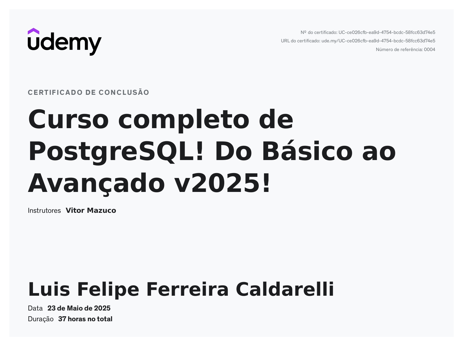 PostgreSQL Certificate