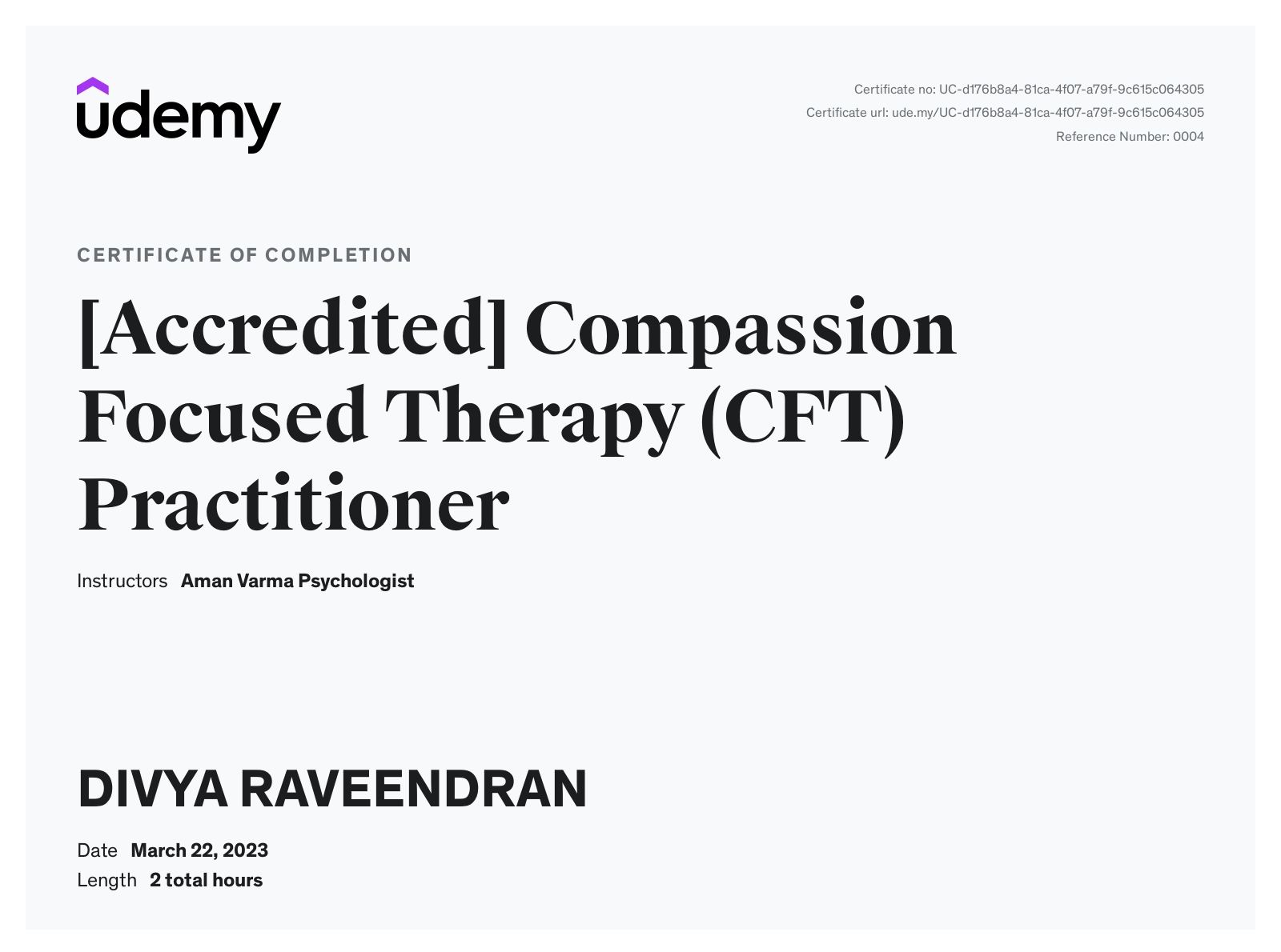 [Accredited] Compassion Focused Therapy (CFT) Practitioner