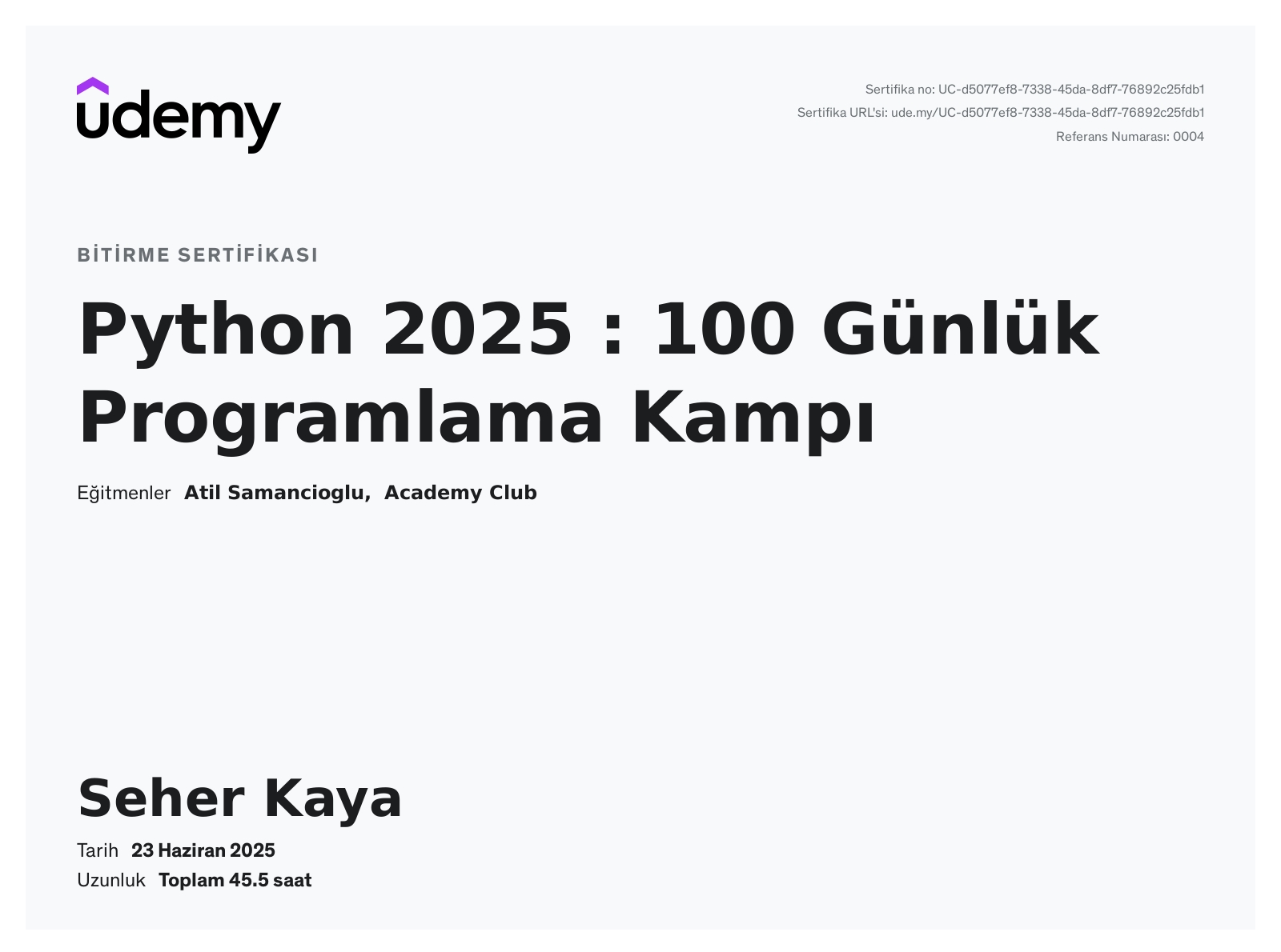 Python - 100 Günlük Programlama Kampı