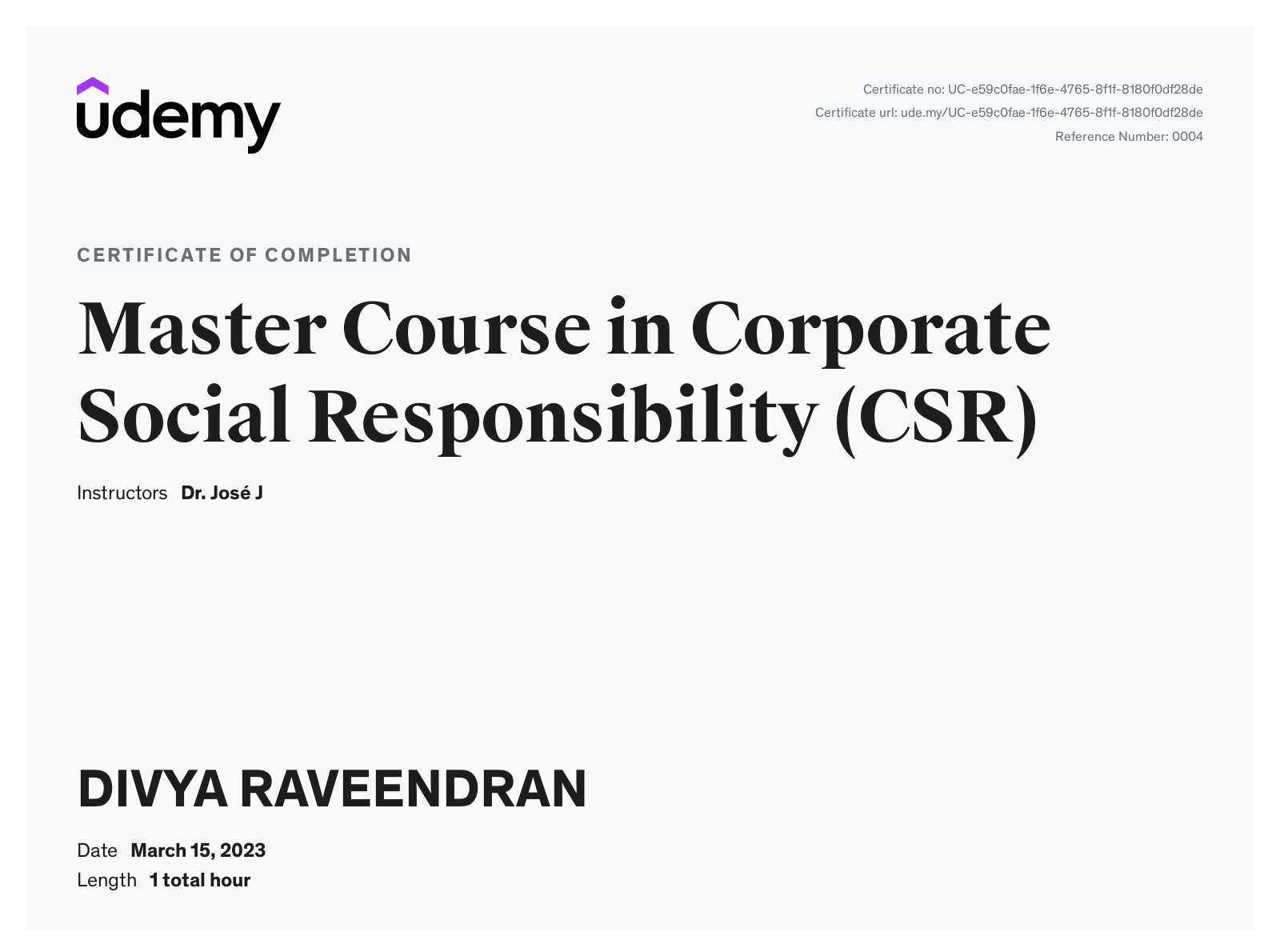 Master Course in Corporate Social Responsibility (CSR)