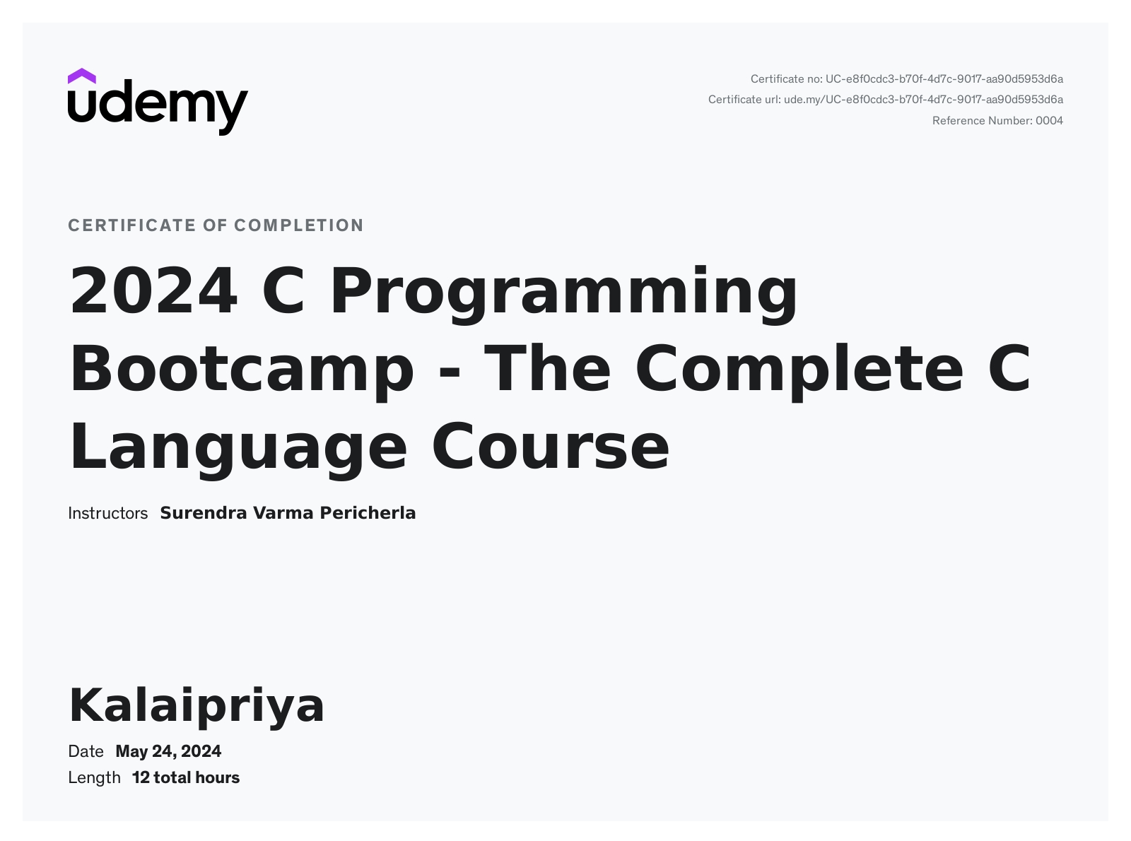 completed an intensive course in java, c++, andphp on... kalaipriya suresh - Sathyabama Institute of Science and Technology ...