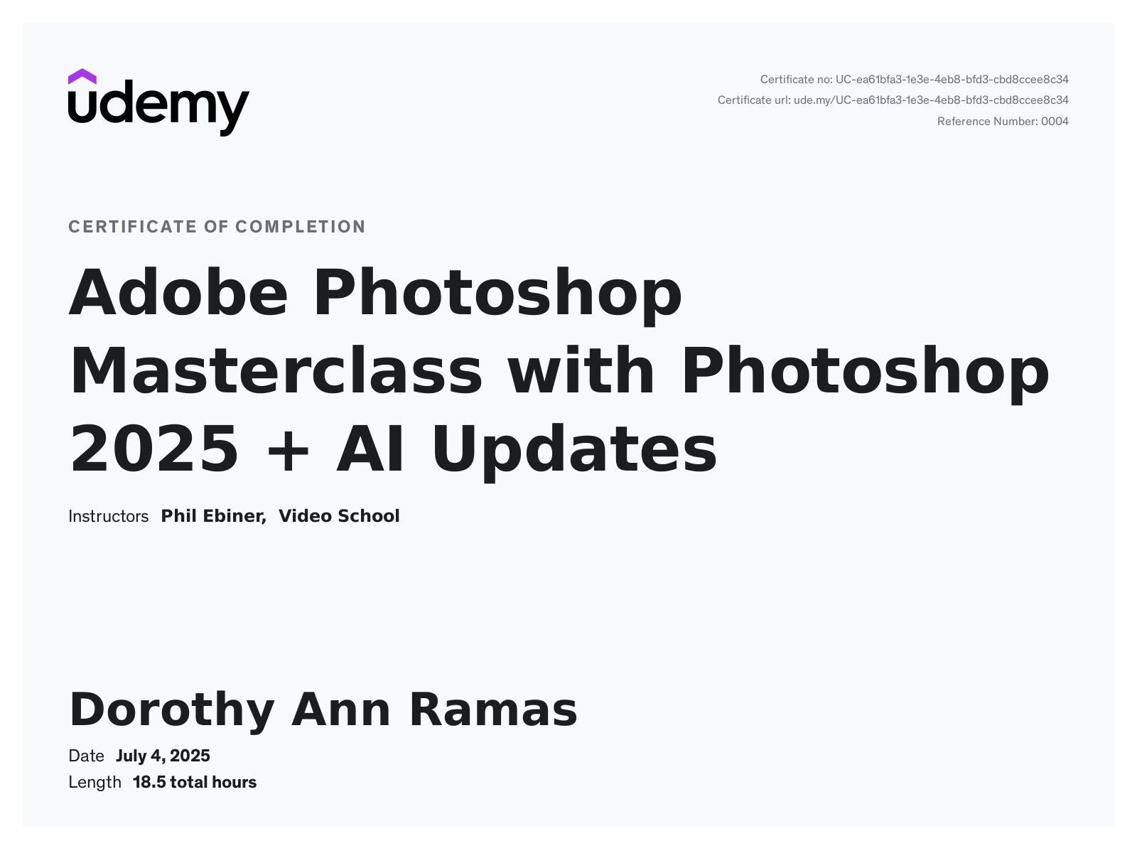 Udemy Certificate