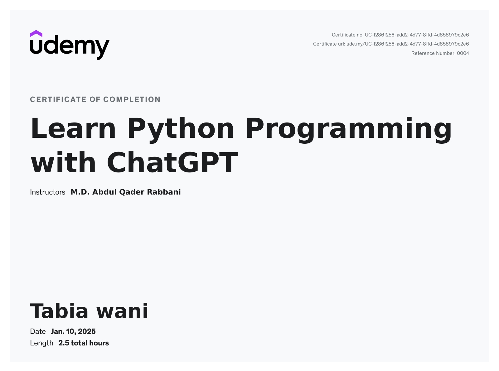 Tabia Wani - Python Specialist | Web Developer | Machine Learning ...