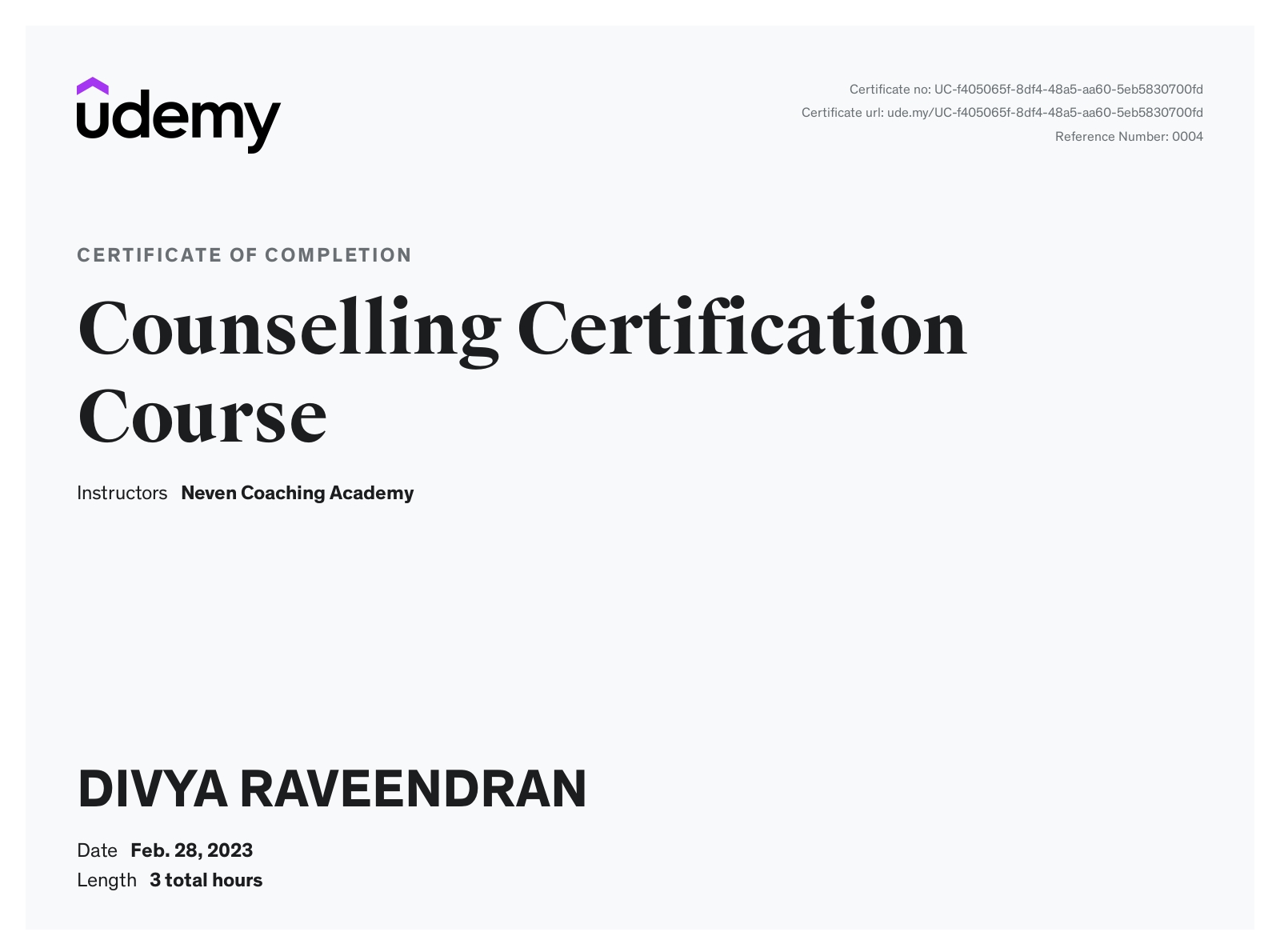 Counselling Certification Course