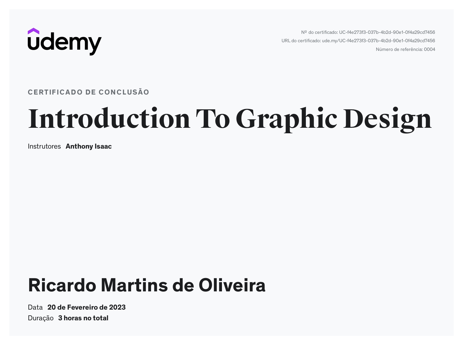Certificado Design Gráfico