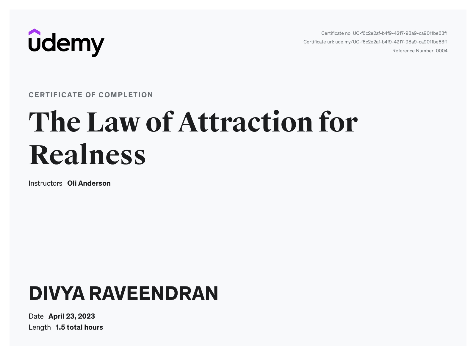 The Law of Attraction for Realness